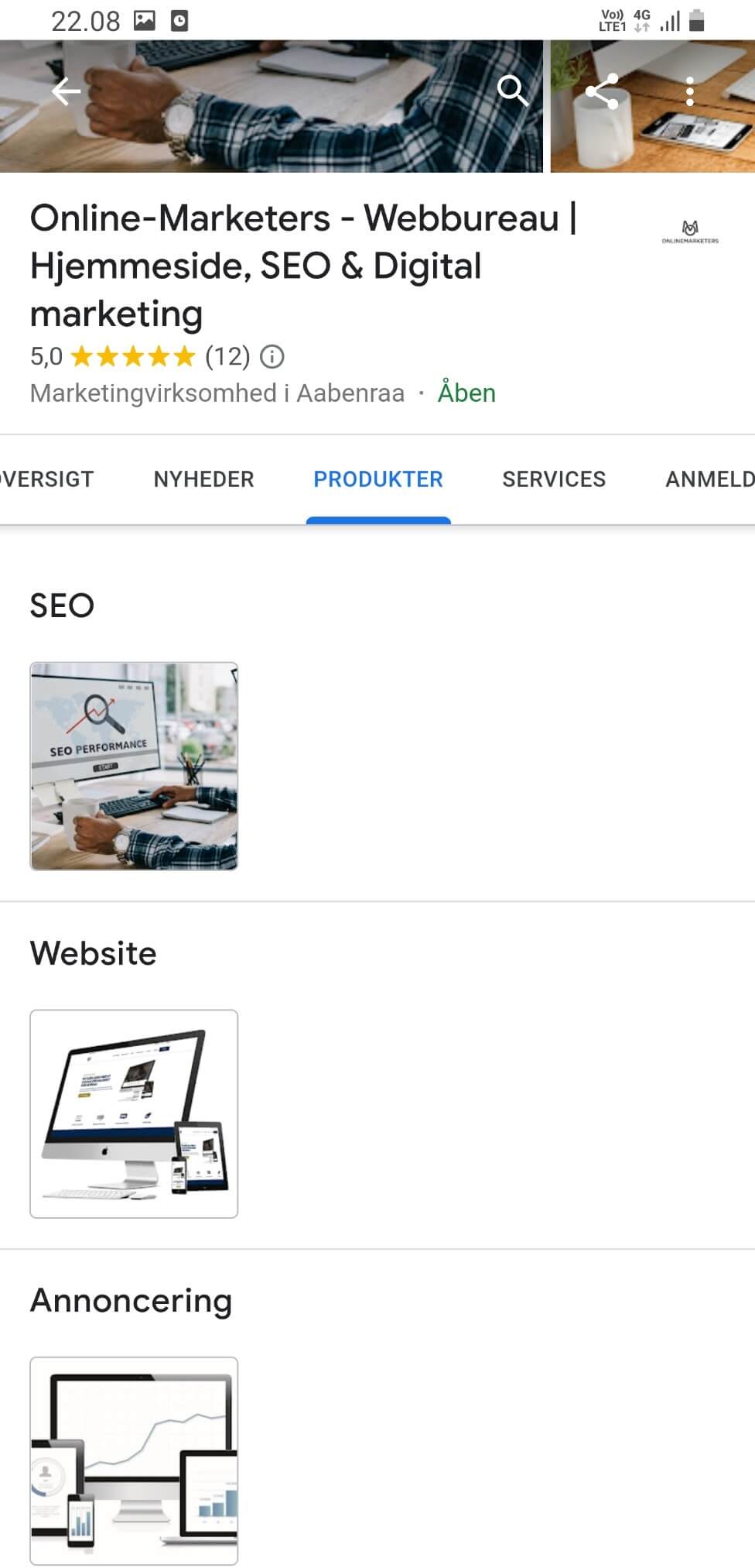 google my business produkter